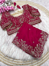 Rani Georgette Saree with Heavy Zari Embroidery & Includes Full Work Blouse