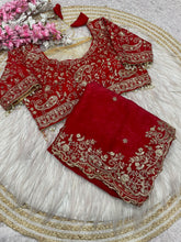 Red Georgette Saree with Heavy Zari Embroidery & Includes Full Work Blouse