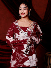 Elegant Maroon Floral Kurta Palazzo Set
