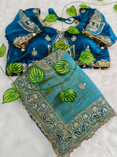 Sky Firoji Color Saree Tuton Set with Heavy Embroidery Morpitch Blouse & Coding Sequin Work