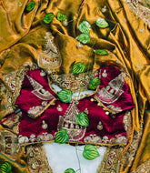 Golden Yellow Color Saree Tuton Set with Heavy Embroidery Rani Blouse & Coding Sequin Work