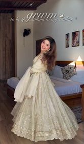 Premium Cream Georgette Sequins Work Anarkali Gown with Heavy Embroidery