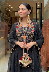 Premium Black Heavy Embroidery Kurta Palazzo Set with Dupatta