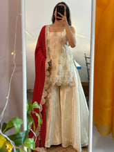 Premium Silk Embroidered Kurta & Sharara with Scalloped Border
