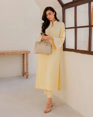 Elegant Pastel Yellow Straight Kurta Set with Pants