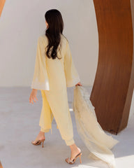 Elegant Pastel Yellow Straight Kurta Set with Pants