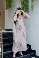 Designer Floral Embroidery Kurta Set | Soft Ethnic Wear