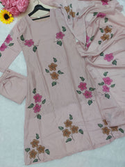 Designer Floral Embroidery Kurta Set | Soft Ethnic Wear