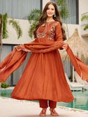 Premium Brown Anarkali Kurta Set for Women | Festive Wear