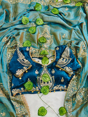 Sky Firoji Color Saree Tuton Set with Heavy Embroidery Morpitch Blouse & Coding Sequin Work
