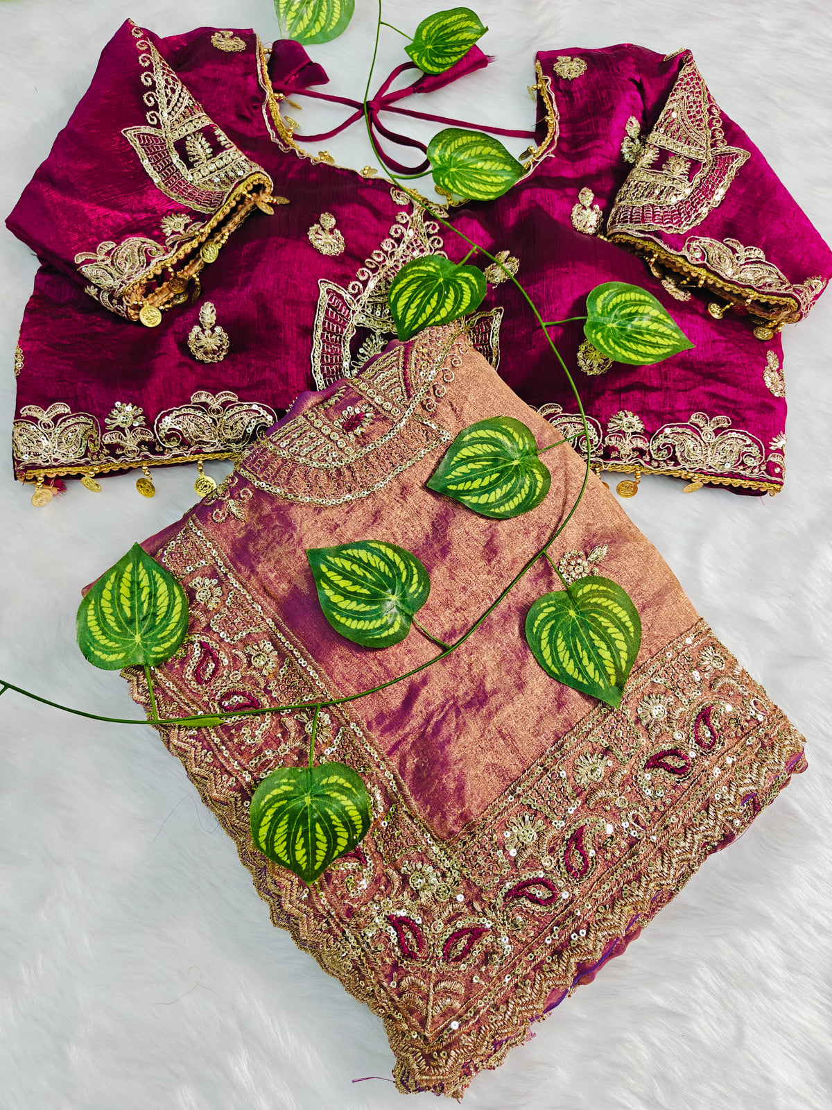 Magenta Pink Color Saree Tuton Set with Heavy Embroidery Rani Blouse & Coding Sequin Work