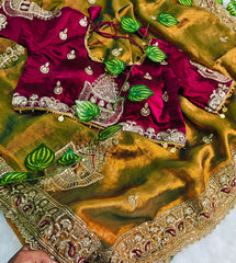 Golden Yellow Color Saree Tuton Set with Heavy Embroidery Rani Blouse & Coding Sequin Work