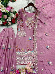 Designer Dusty Pink Embroidered Sharara Set with Matching Dupatta