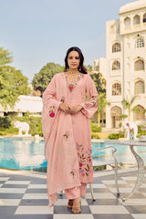 Elegant Blush Pink Embroidered Salwar Suit Set with Dupatta