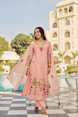 Elegant Blush Pink Embroidered Salwar Suit Set with Dupatta