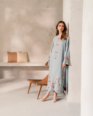Pastel Blue Embroidered Straight Kurta Set with Dupatta