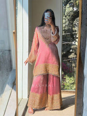 Traditional Pink Designer Suit Set with Intricate Embroidery and Lace Detailing