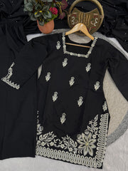 Designer Black Party Wear Sharara Set – Heavy Embroidery & Sequins Work Dupatta