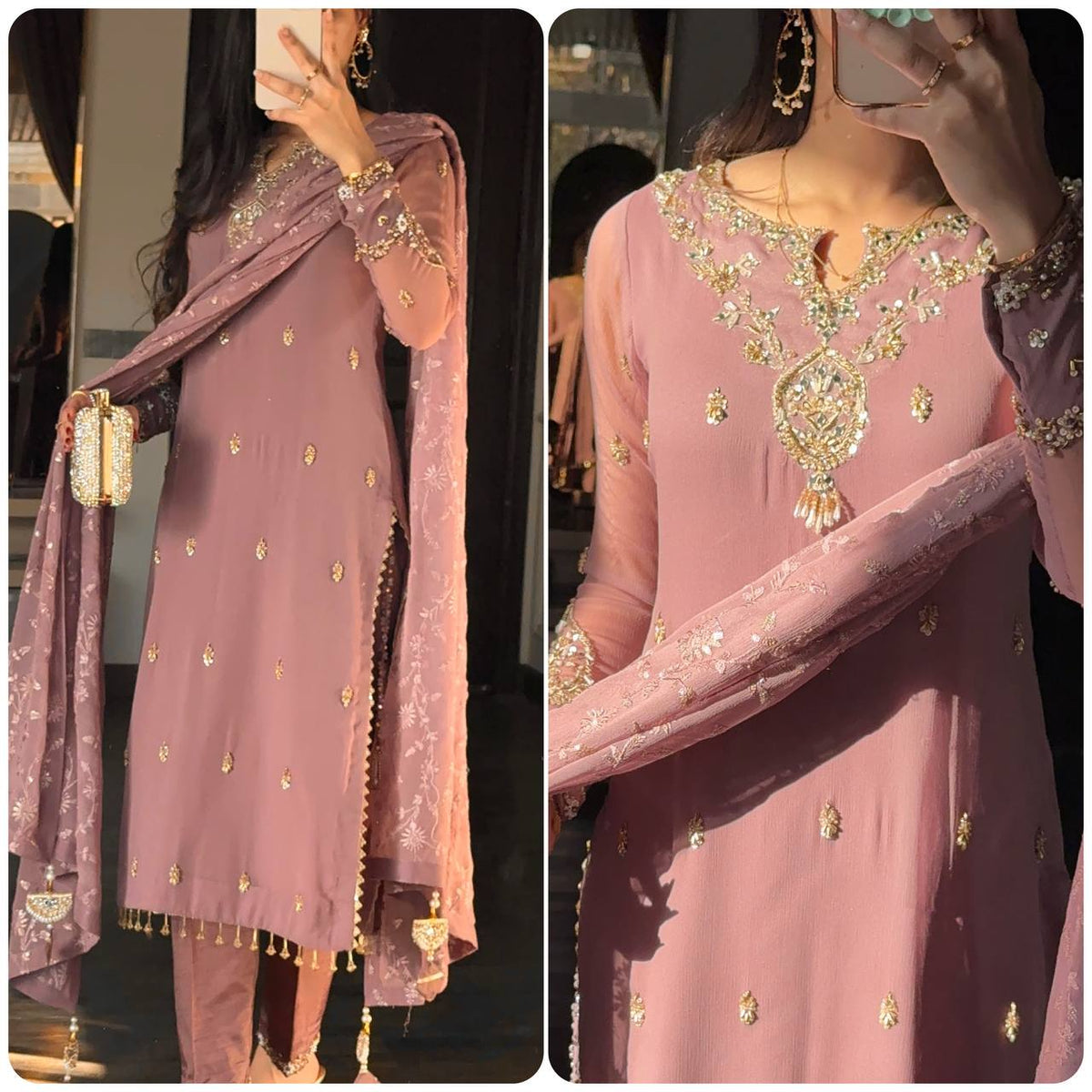 Heavy Work Georgette Kurta Pant Set for Weddings and Festivals
