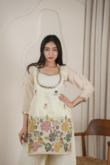Premium Floral Embroidered Kurta with Wide-Leg Palazzo Set