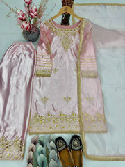 Premium Designer Embroidered Pink Suit with Dupatta