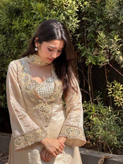 Women's Silk with Lining Siquinned Embroidered Anarkali Kurta with Pant And Dupatta Sets