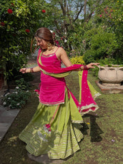 Rani Pink and Lime Green Gota Patti Sharara Suit Set