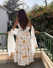 Elegant White Anarkali Gown with Rose Embroidery Work