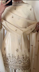 Off-White Georgette Sharara Suit with Heavy Embroidery & Gota Patti Work