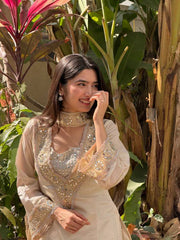 Women's Silk with Lining Siquinned Embroidered Anarkali Kurta with Pant And Dupatta Sets