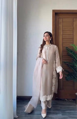Champagne Silk Embroidered Luxury Suit Set